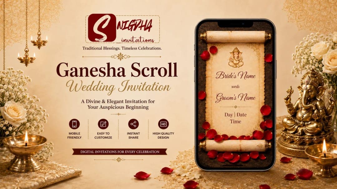 Ganesha Scroll Wedding Invitation by Snigdha Invitations