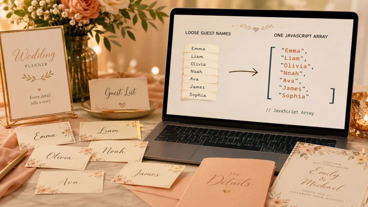 Wedding guest list turning into a clean JavaScript array of names