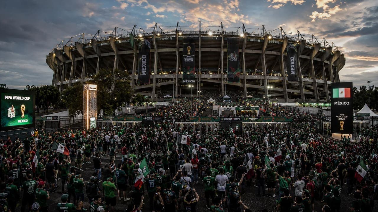 Supporters arriving outside Mexico City Stadium before the opening match of FIFA World Cup 2026