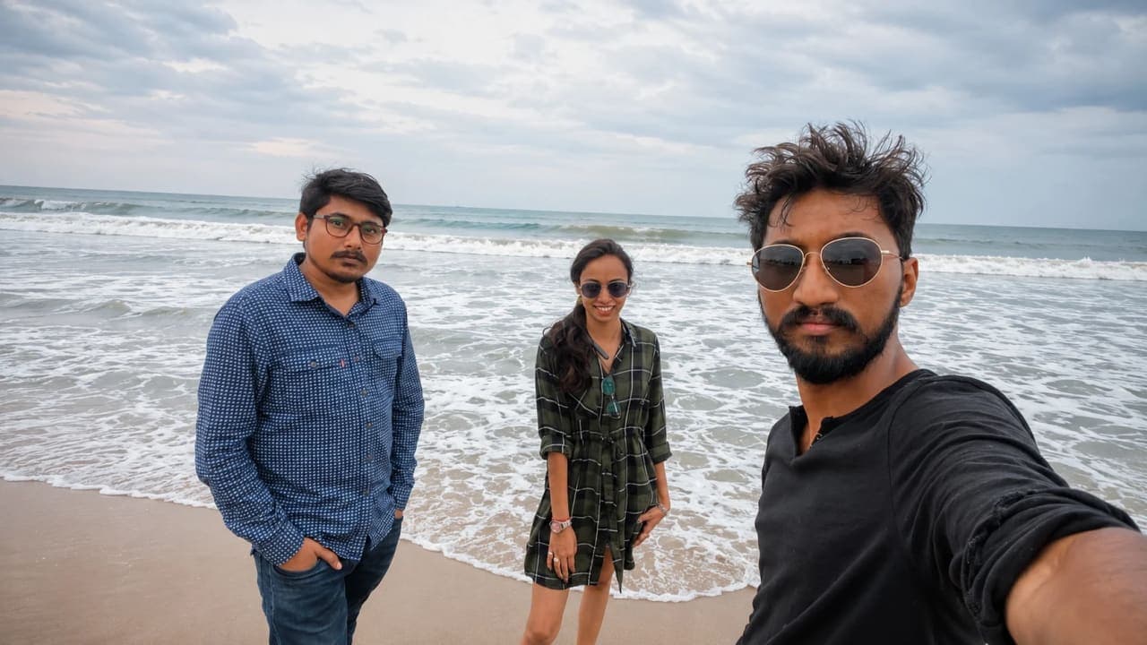 Waves and golden sand at Paradise Beach in Pondicherry.