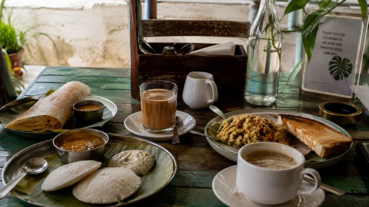 Tea coffee and breakfast after a morning at Auro Beach.