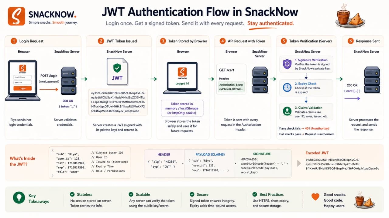 Login, token issue, bearer token request, and signature verification.
