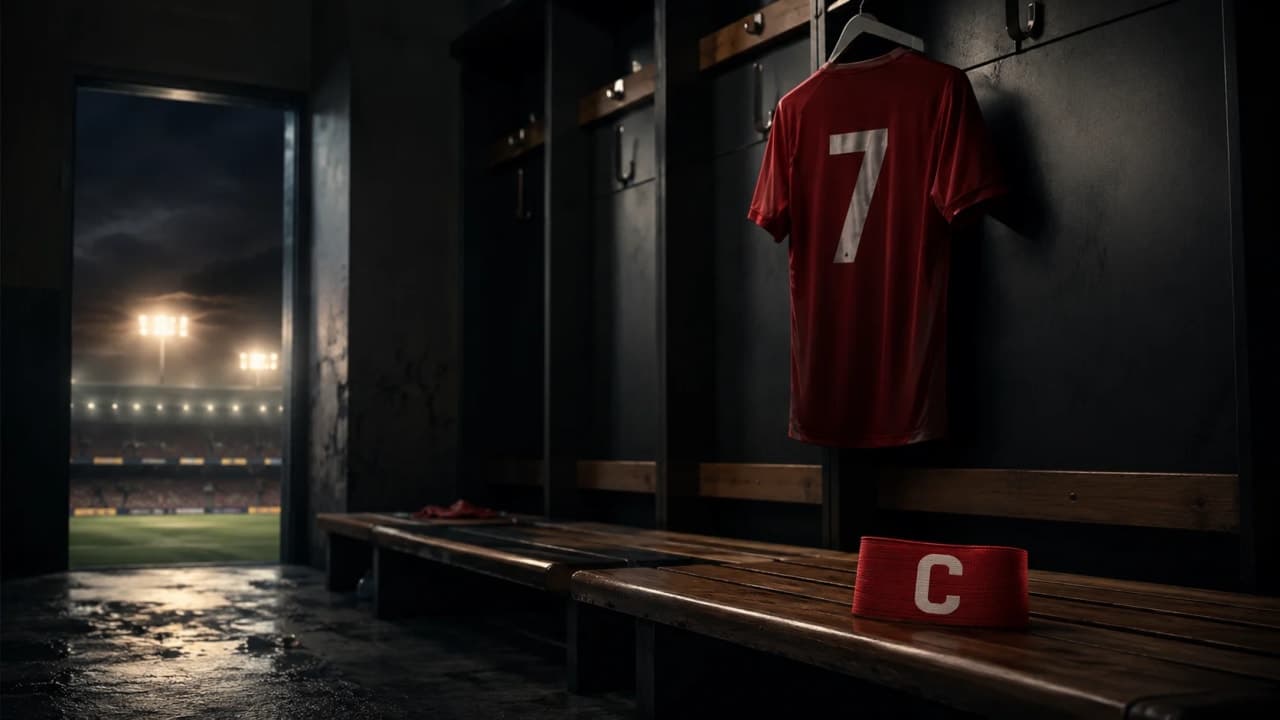 Symbolic football dressing room after a painful World Cup exit.
