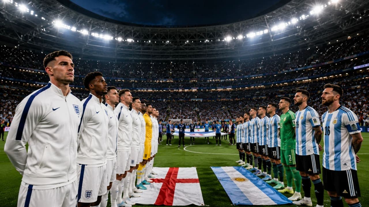 England and Argentina players before a World Cup semifinal