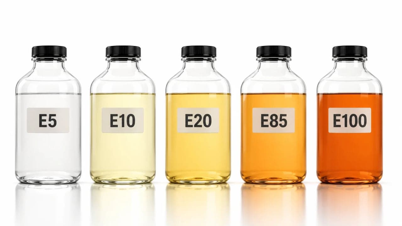 Comparison of different ethanol-blended petrol variants.