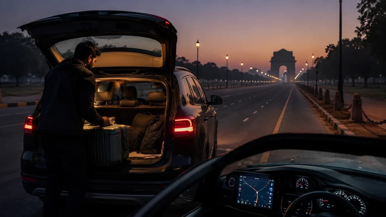 Starting a road trip from Delhi to Jibhi before sunrise.