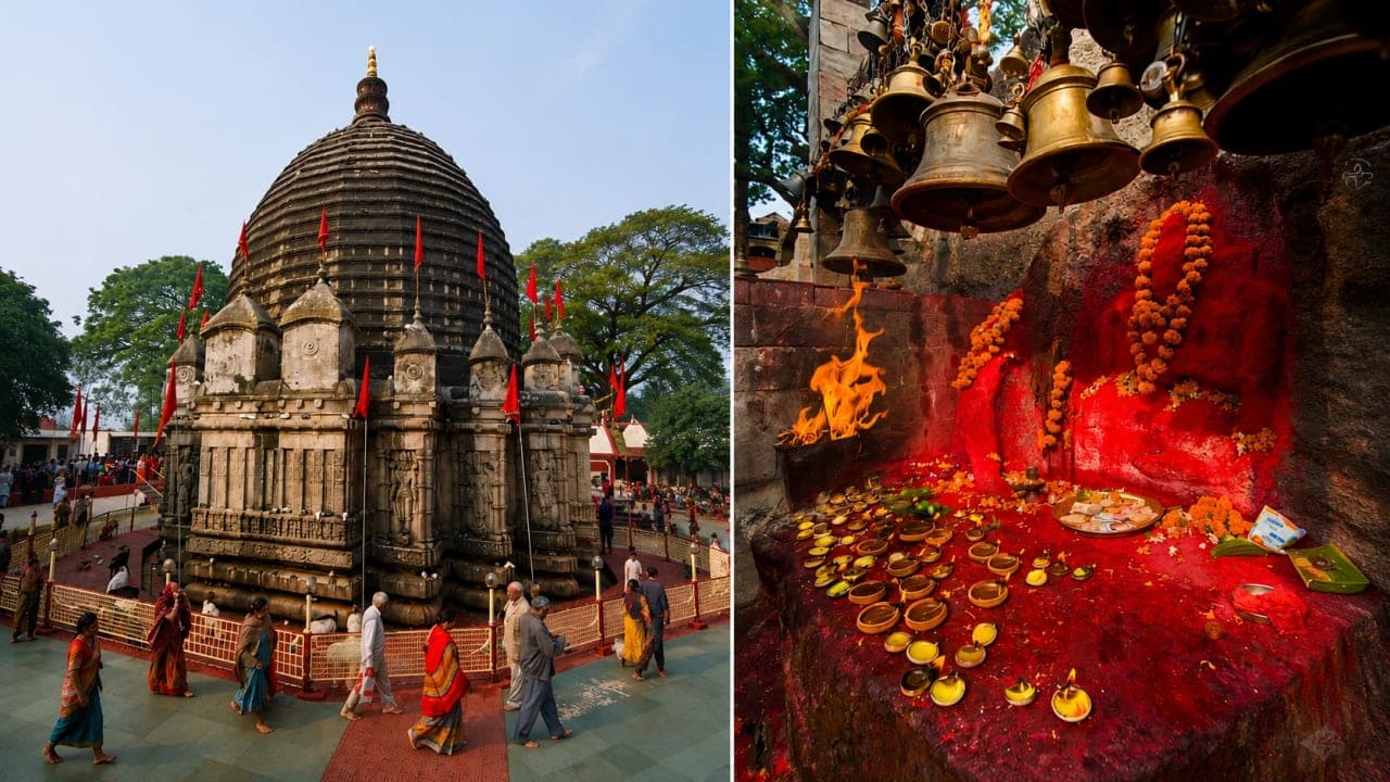 The sacred rock formation inside Kamakhya Temple that is worshipped as the manifestation of Goddess Kamakhya.