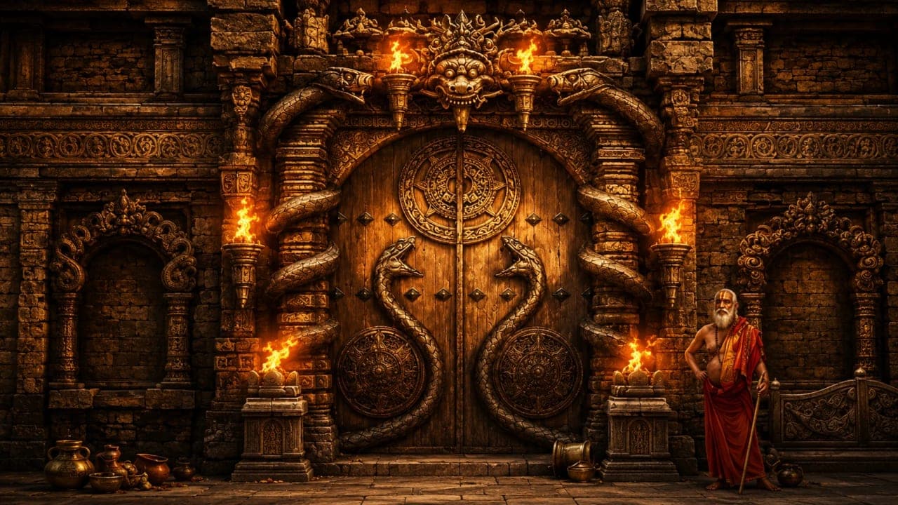Representation of the legendary sealed Vault B associated with Padmanabhaswamy Temple.