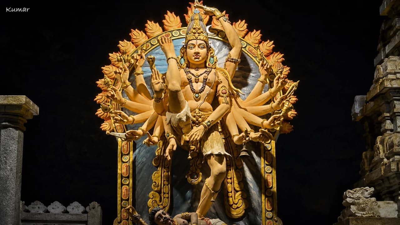 Bronze idol of Lord Nataraja performing the cosmic dance inside Chidambaram Temple.