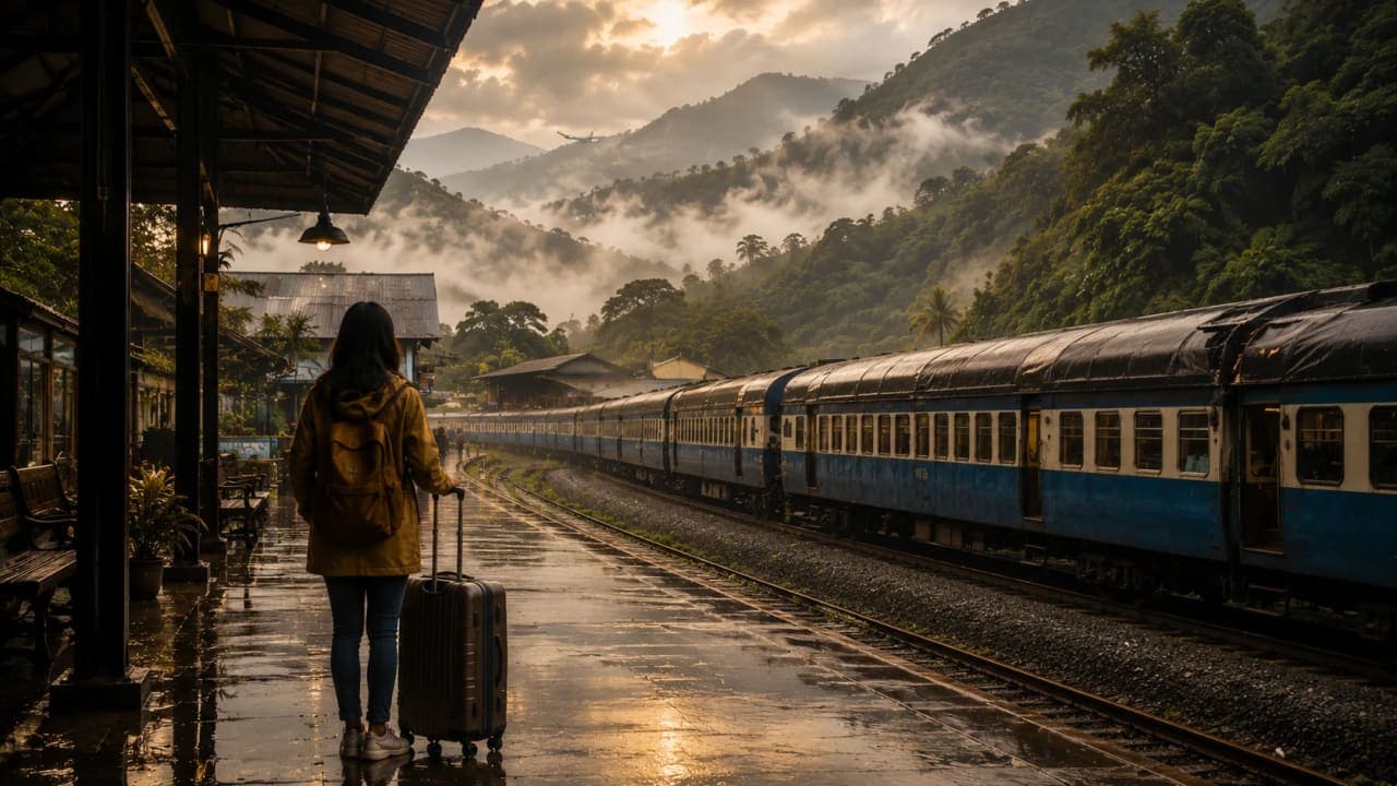 The excitement of beginning a family journey to Kerala during the monsoon.