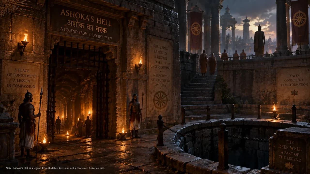 Artistic interpretation of the Buddhist legend known as Ashoka’s Hell associated with ancient Patna.