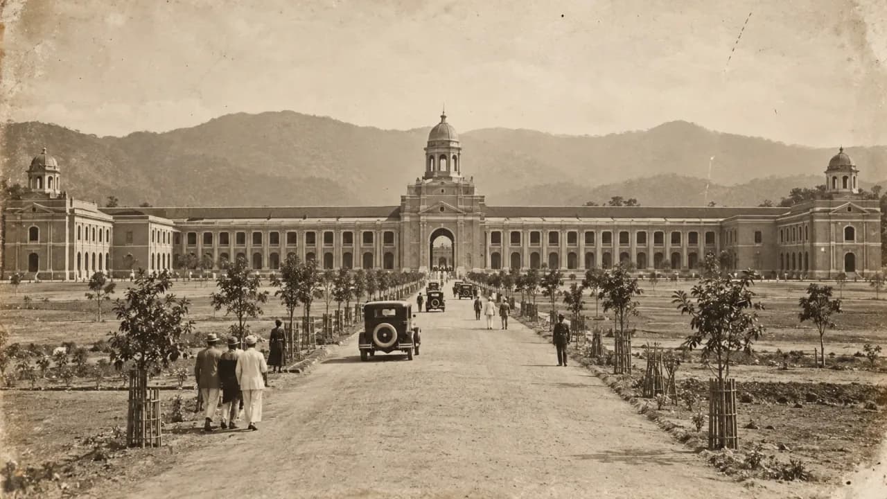 Historical reconstruction of the Forest Research Institute Dehradun around the time its main building was completed in 1929.