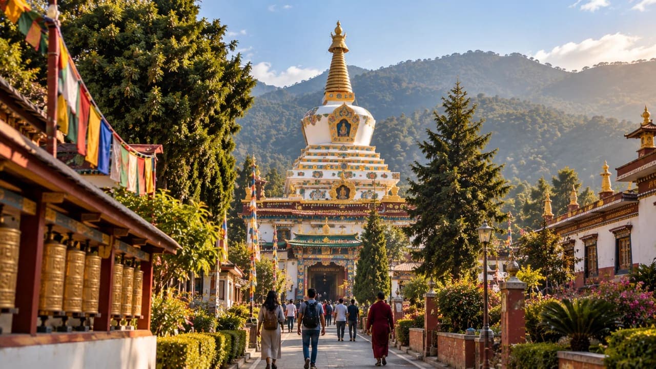 First glimpse of the Great Peace Stupa at Mindrolling Monastery in Clement Town, Dehradun.