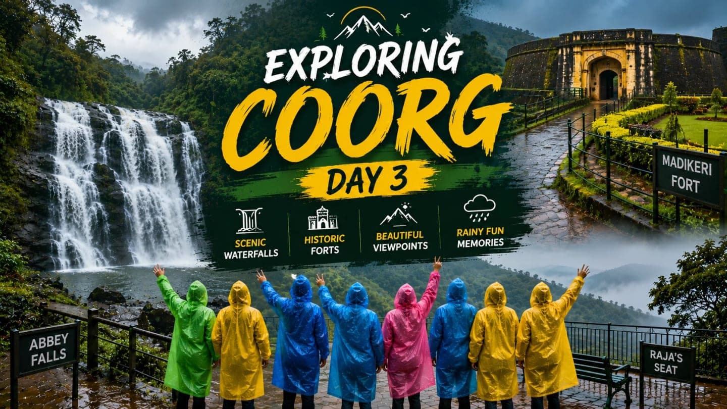 Abbey Falls in Coorg during our rainy Day 3 trip