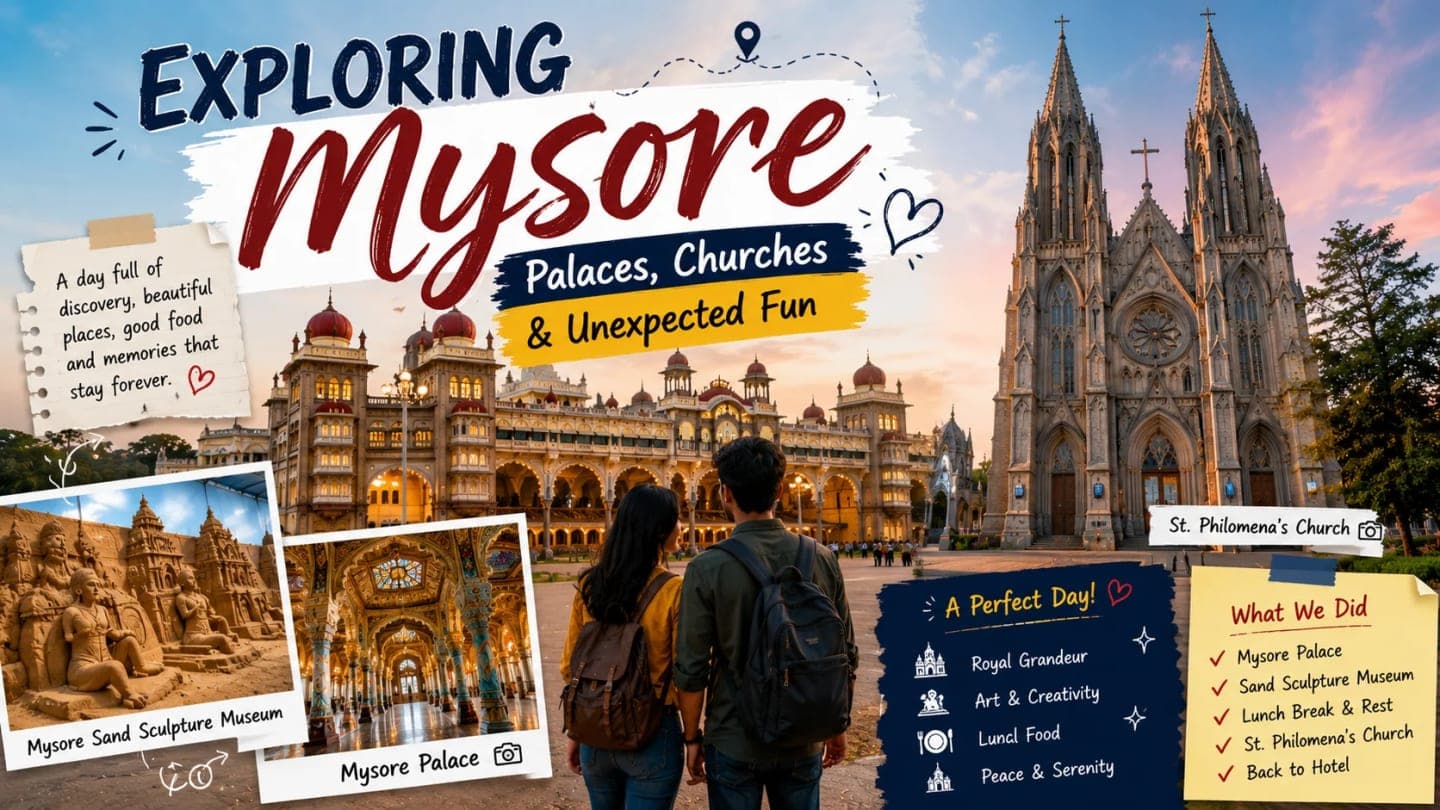 Mysore Palace visit followed by St. Philomena's Church on a tired but happy day trip