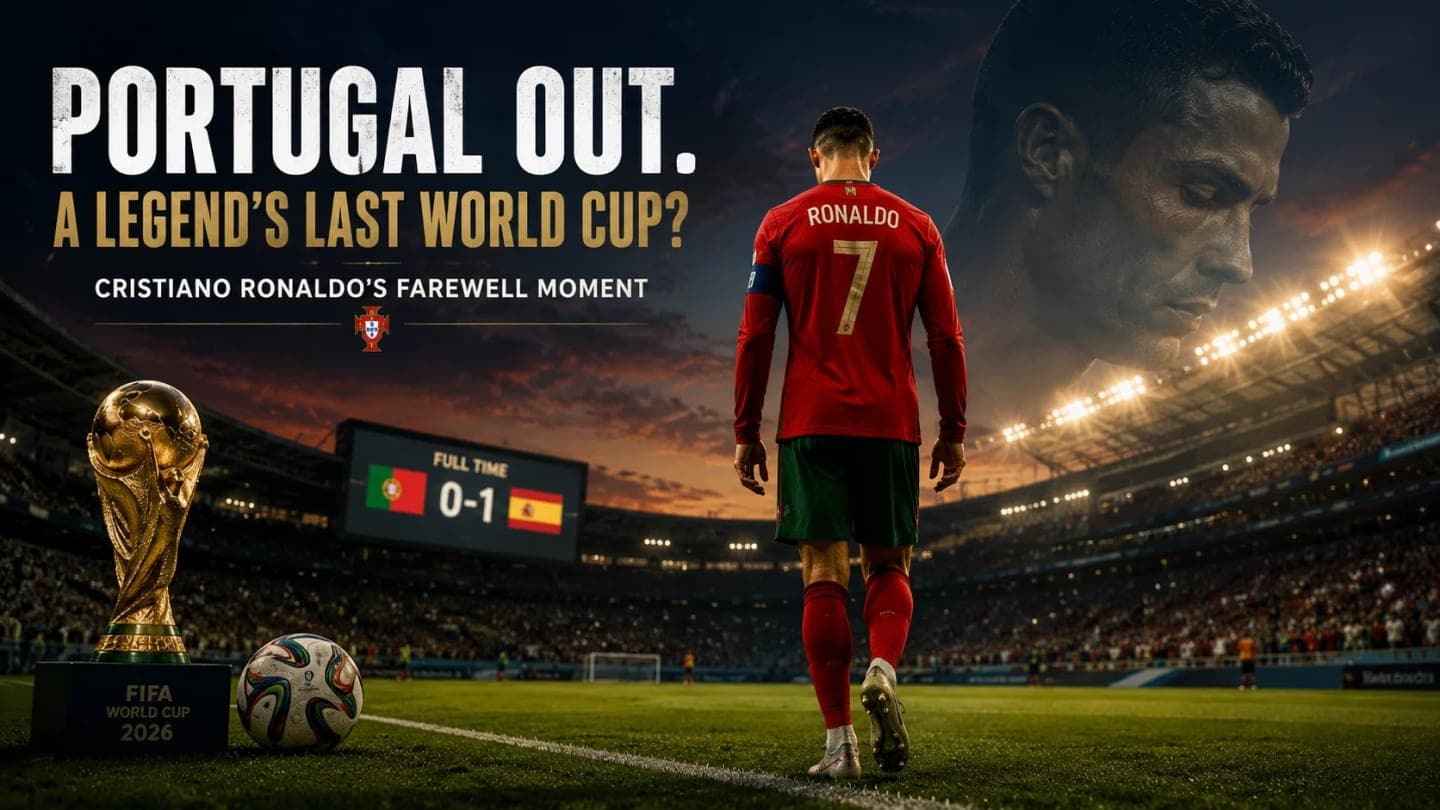 Symbolic Portugal football farewell scene after Portugal’s 1-0 FIFA World Cup 2026 loss to Spain.