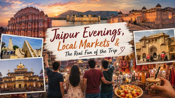 Jaipur evening sightseeing with Hawa Mahal, Jal Mahal and local market shopping during our trip