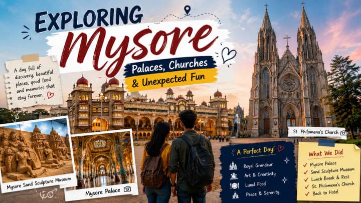Mysore Palace visit followed by St. Philomena's Church on a tired but happy day trip