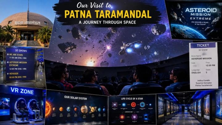 Visitors inside Patna Taramandal watching a 3D space show in the renovated dome theatre