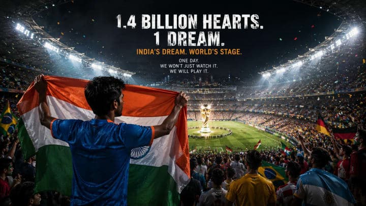 Indian football fans watching a FIFA World Cup match on a giant screen at night